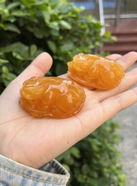 天然二代蜜蜡貔貅吊坠老料油性好手把件挂件男女款DIY饰品配件