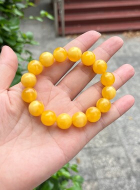 天然二代蜜蜡波兰手串金绞蜜手链圆珠鸡油黄金绞蜜琥珀单圈58