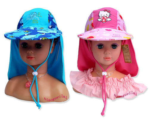 外贸儿童防晒游泳帽岁速干护颈