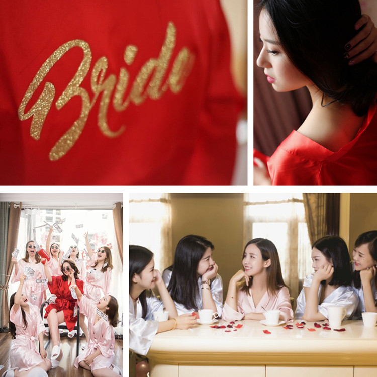新娘晨袍婚礼化妆袍伴娘团睡袍派对仿真丝冰丝长浴袍浴衣烫金字母,女士内衣/男士内衣/家居服,睡袍/浴袍,淘宝优惠券,粉丝福利购,淘宝优惠卷