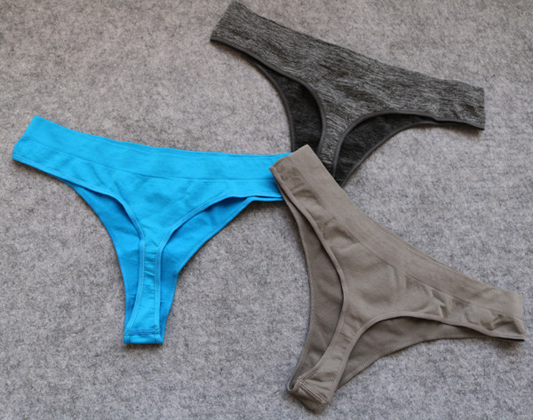 大码3条装蜜桃臀性感无痕丁字裤高腰紧身裤健身体操运动弹力内裤