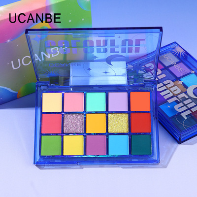 UCANBE甜梦幻境15色眼影盘彩色多巴胺马卡龙显色哑光珠光学生