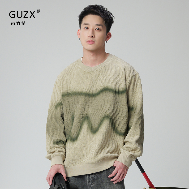 高级感男士撞色提花卫衣