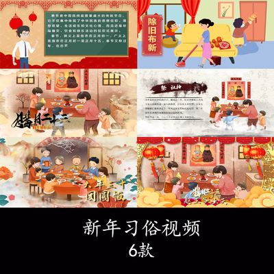 新年春节习俗除夕习俗腊月二十三小年科普视频动画新年科普视频