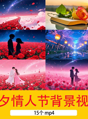 唯美浪漫七夕节情人约会求婚告白温馨婚礼舞台LED循环背景视频