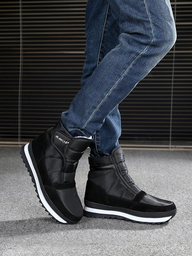 WINTER MENS SHOES FLEECE SNOW BOOTS LOW BOOTIES WATERPROOF ANTI-SKI SHOES OUTDOOR WARM COTTON SHOES BOOTS