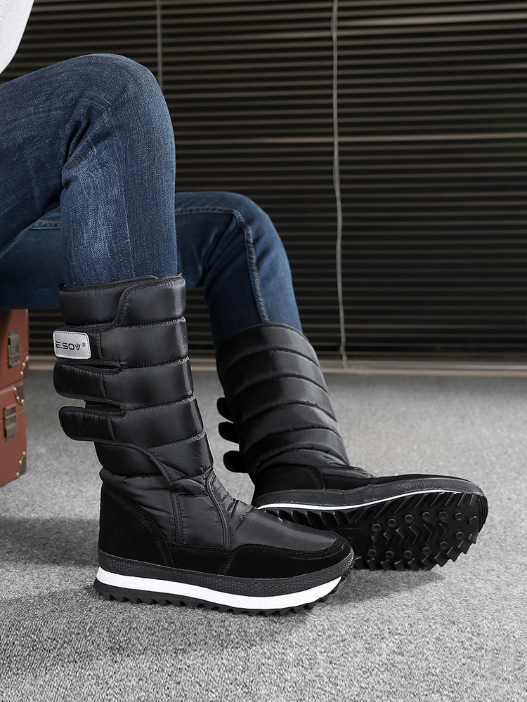 WINTER NEW WATERPROOF ANTI-SKI SHOES FLEECE THICKENED WARM FASHION COTTON BOOTS OUTDOOR HIGH SNOW BOOTS MENS SHOES