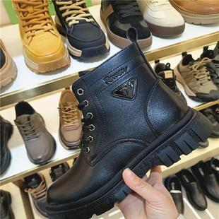 日泰男鞋马丁靴真皮高帮百搭秋冬季复古短靴英伦风休闲加绒机车靴