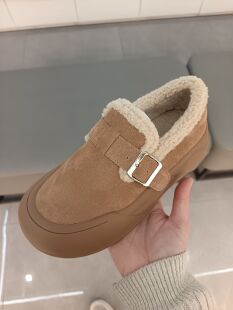 日泰24秋冬季真皮乐福鞋女鞋保暖加绒雪地棉鞋厚底防滑磨砂勃肯鞋