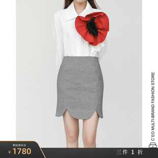 [清仓特价1折]YCH 韩国 格纹花瓣下摆半身裙 CEO FASHION