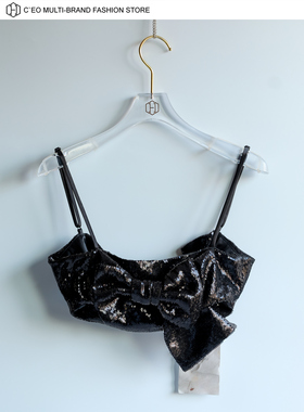 [特价2折] DEPLUMER 中国 黑色蝴蝶结亮片吊带上衣 CEO FASHION