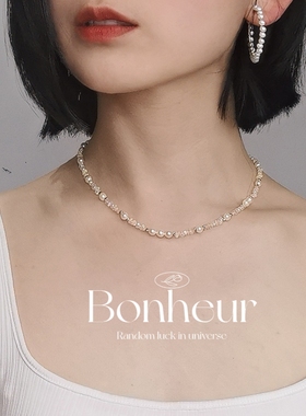 Bonheur-繁花系列羽皇金珍珠项链女欧泊小众高级感锁骨链时尚气质