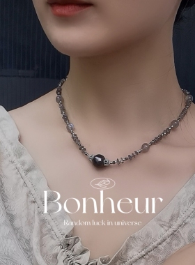 本禾Bonheur雾屿灰境｜手作灰月光大溪地海水黑珍珠多戴项链手工