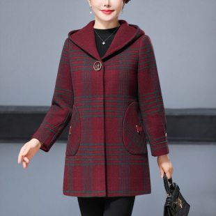 200斤高贵洋气中老年女装 胖妈妈冬装 毛呢外套风衣宽松加肥加大码