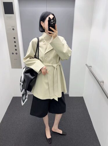 现bubble韩代HELDER春季款气质百搭系带风衣外套实体秒发