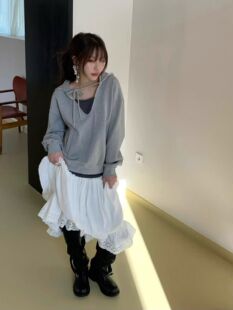 现 bubble韩代BERTHA春季宽松百搭假两件连帽卫衣实体秒发