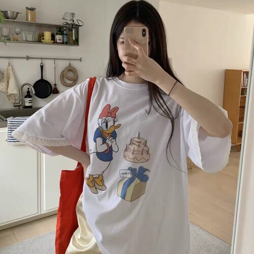 现bubble韩代deline夏季新款26迪士尼戴斯少女心短袖实体秒发