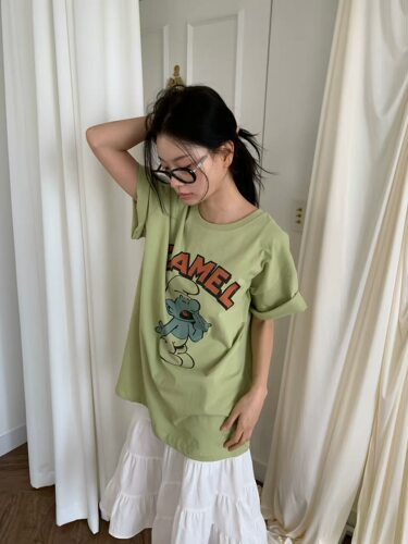 现bubble韩代东大门the came 百搭宽松印花t恤实体秒发