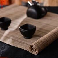 Chinese-style handcrafted dry-brewed tea setting cloth, linen tablecloth, light brown, modern decoration, Zen tea setting, ramie tea mat thumbnail 5