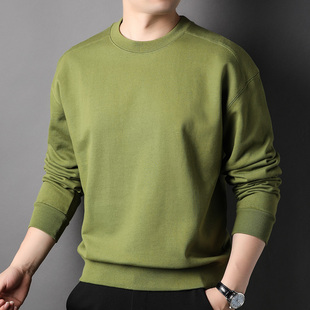 500g新疆长绒纯棉重磅加厚长袖t恤男春秋卫衣圆领打底衫外搭厚实