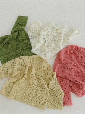 Suhoo韩国fletta纯手工立体花朵镂空针织开衫女法式温柔毛衣外套