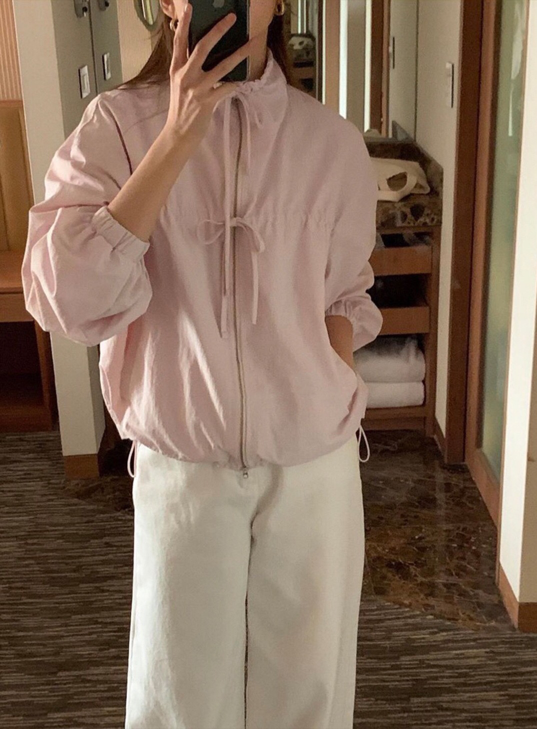 韩国2025春季新款软妹可爱甜酷蝴蝶结系带立领长袖防晒短外套