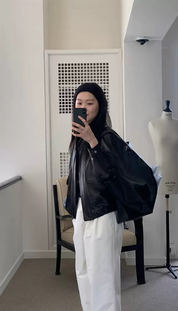 秒发韩国written皮衣外套女高级感复古防风机车立领皮夹克小个子