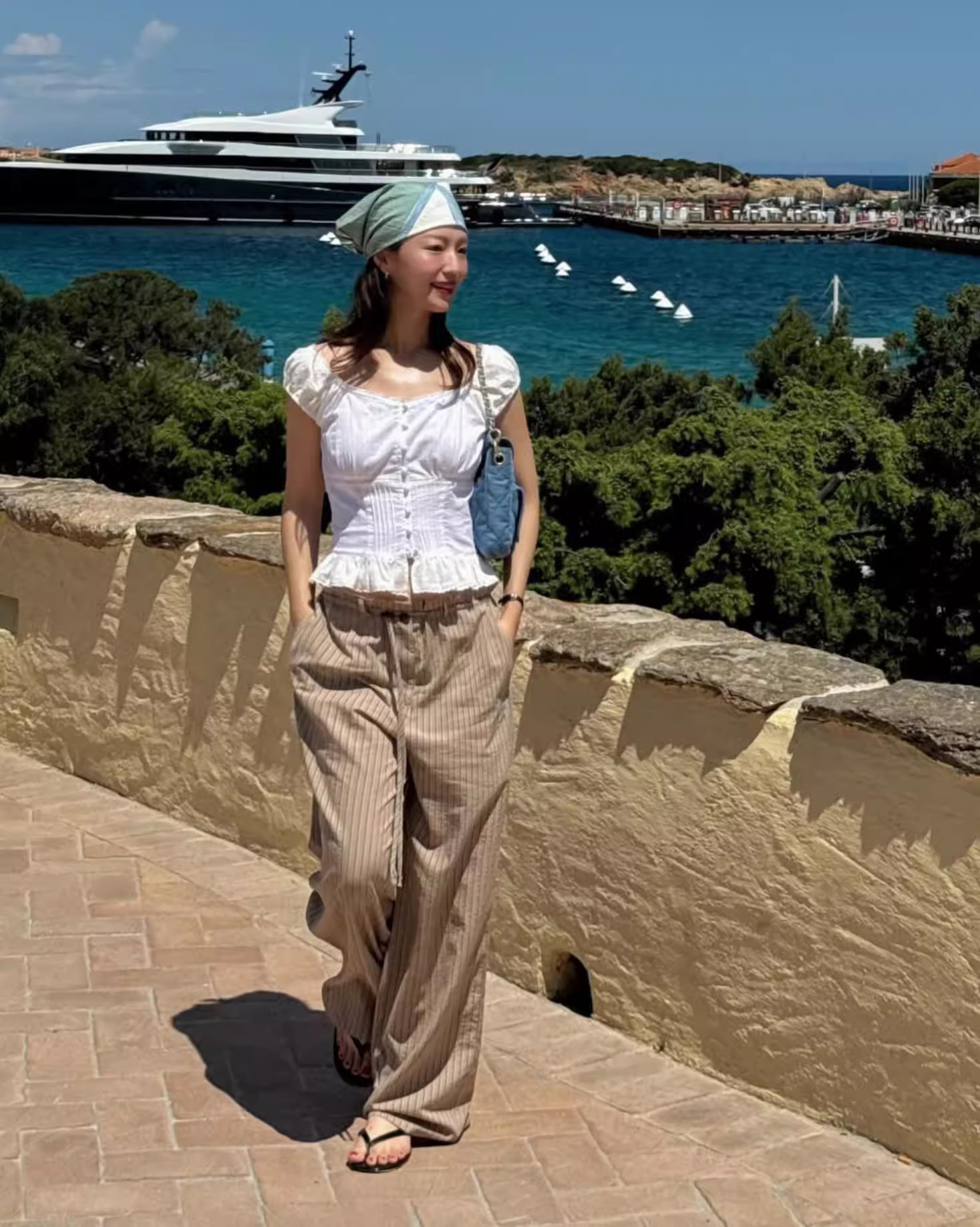 Shoo韩国GE*D东大门2025新款纯色百搭松紧腰抽绳休闲裤度假风