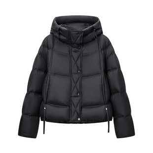 晶岩2025新款冬季保暖90白鸭绒羽绒服短款连帽时尚外套-7032