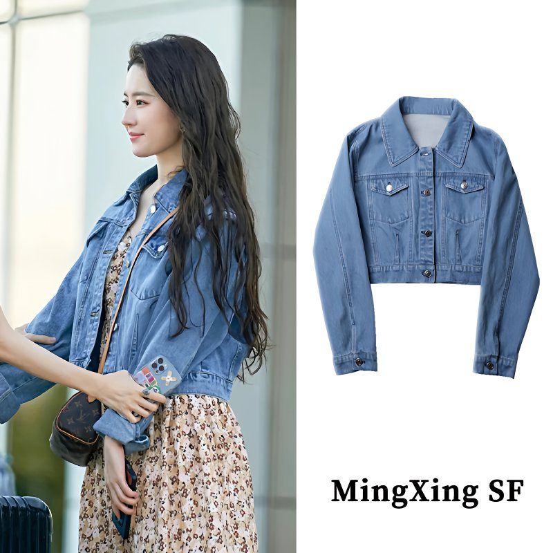 刘亦菲同款牛仔外套短款
