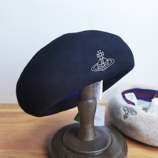 渠道货 日本西太后土星刺绣100%羊毛vi贝雷帽子秋冬女显脸小ins潮