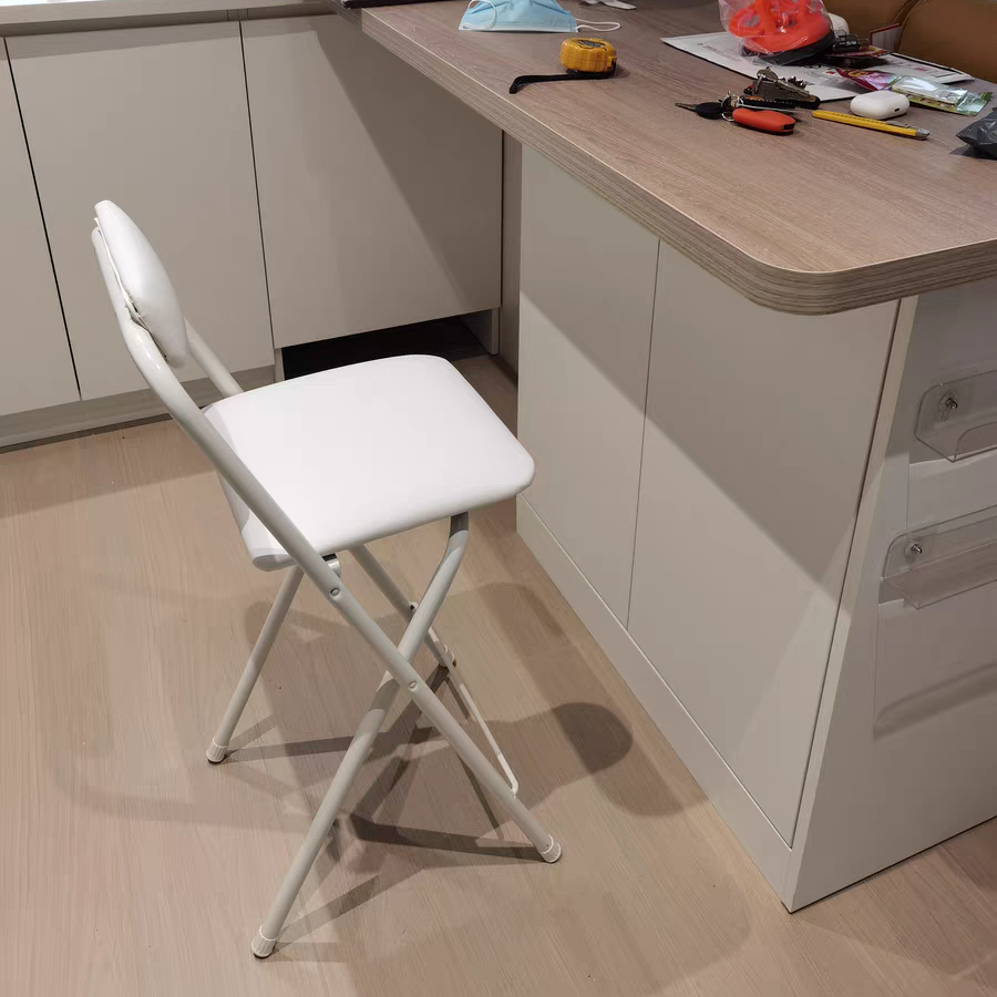 家用高脚折叠椅靠背椅软座面休闲椅子金属前台高椅餐椅吧椅吧台椅