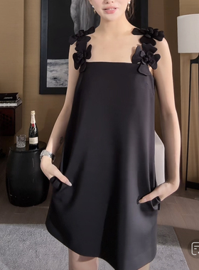 FOREVERCAN“希腊古堡”V家24S立体花朵肩带吊带连衣裙 SD21390B