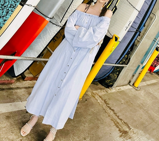 日本進口錦棉藝術感條紋清爽連衣裙 Friday ALU高奢私服 Casual