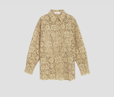 SSAVAGE“格桑伊甸”重工镂空立体水溶蕾丝宽松衬衫上衣 SS90603