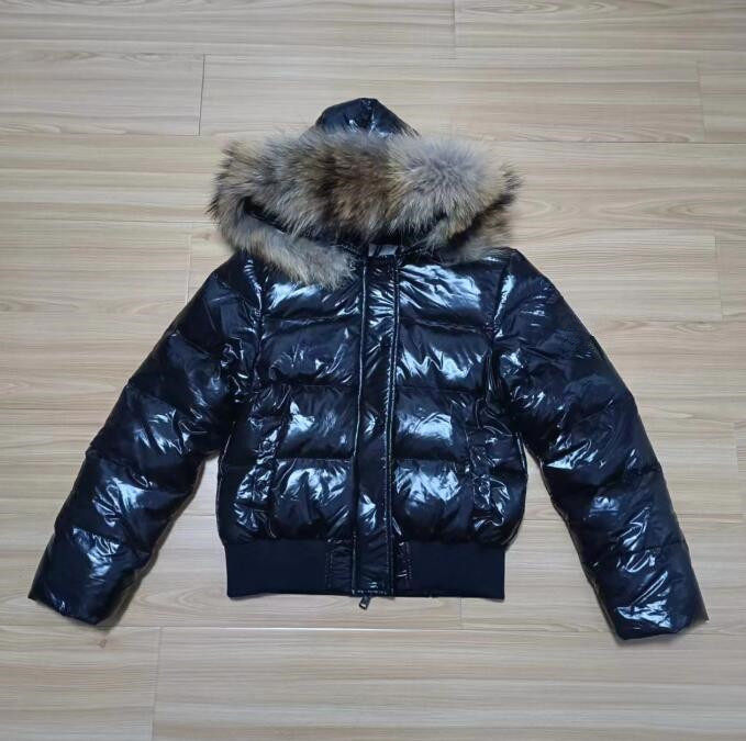 羽绒皇帝温暖时尚美腿显高天然貉子毛大毛领白鹅绒短款情侣羽绒服