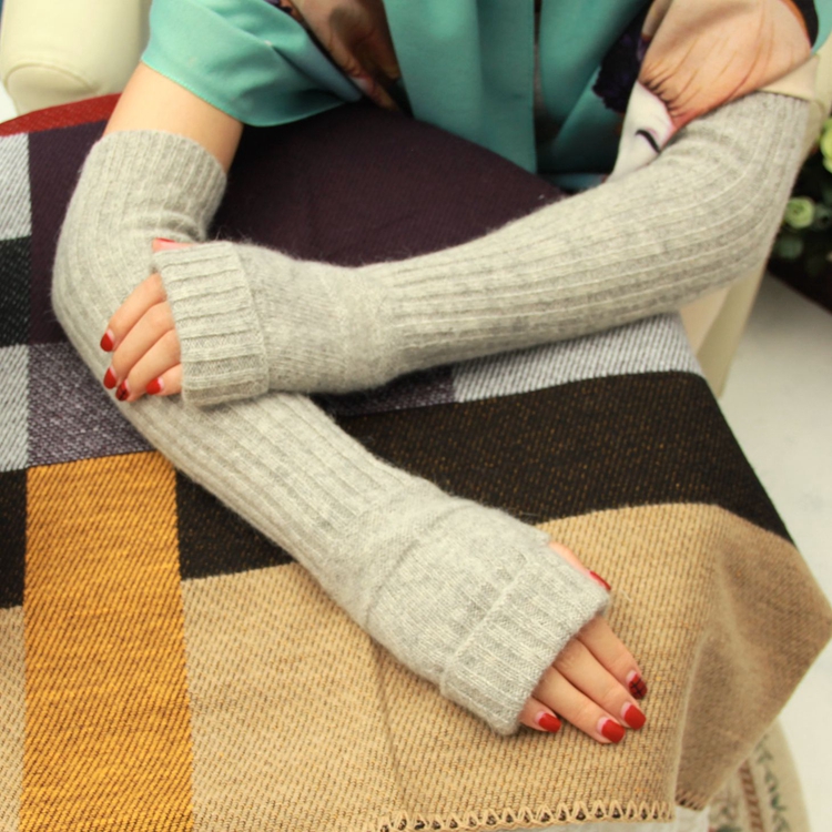 羊毛手臂套指半指假袖子长款卷边