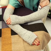 卷边 子长款 羊毛袖 套手臂套毛线针织露指半指保暖手套秋冬女士假袖