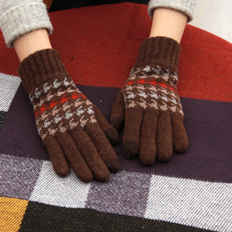 新款韩国双层文艺风千鸟格手套