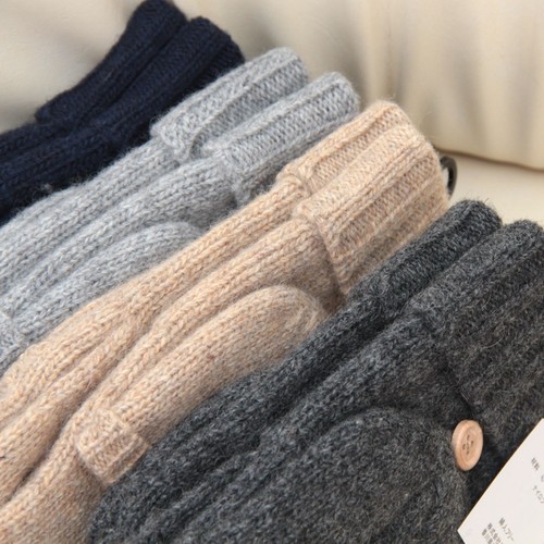 翻盖加绒羊毛半指露指手套保暖男