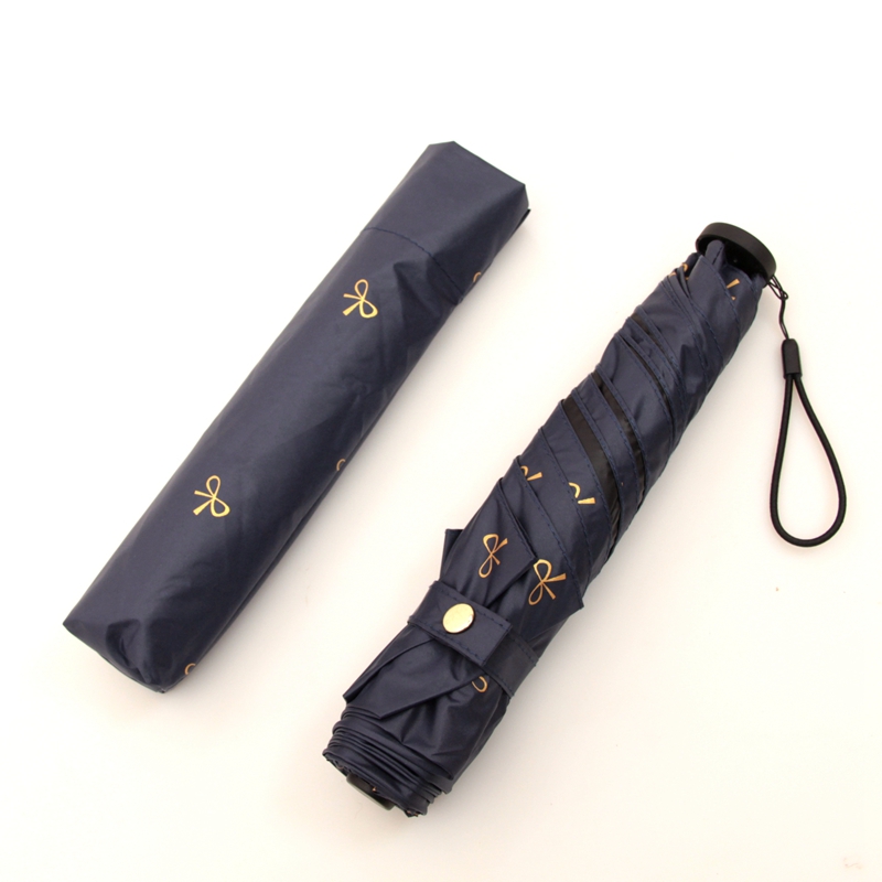 蝴蝶结黑胶三折晴雨两用太阳伞女
