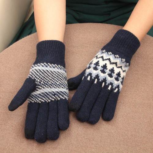 男士羊毛加绒针织手套触屏费尔岛