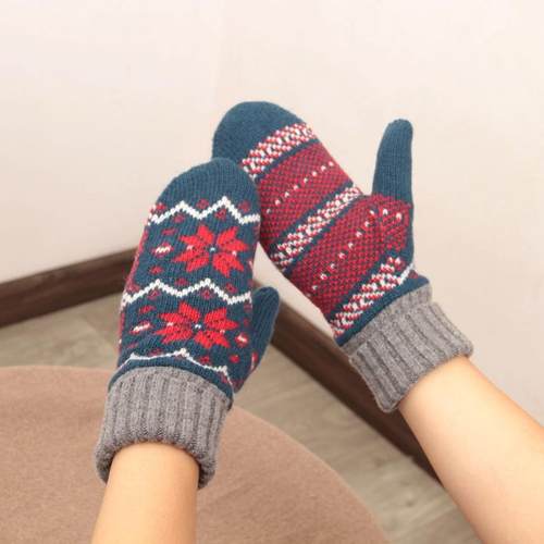 羊毛手套冬季加绒加厚全包指连指