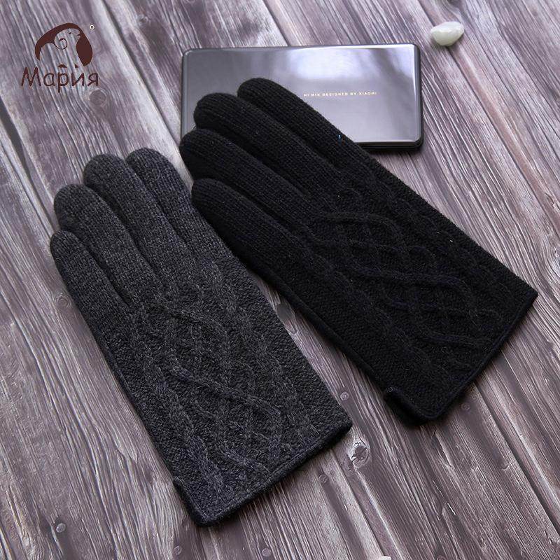 日本羊毛双层加绒加厚触屏手套