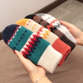 ins风韩版 羊毛针织全包加绒加厚保暖手套学生骑车防寒连指可爱女