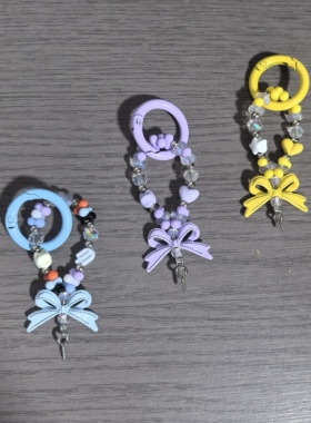 卡通可爱蝴蝶结手工制作手机链挂件合金配饰装饰钥匙扣包包挂饰