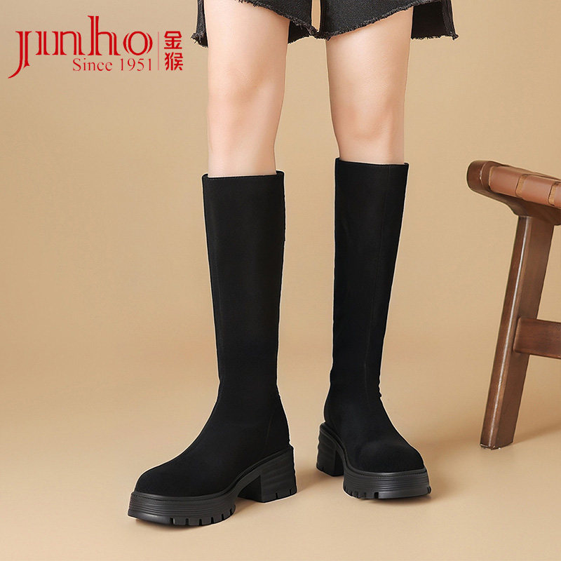 金猴女鞋2025秋季新款厚底增高长靴复古弹力靴袜靴显瘦时尚骑士靴,女鞋,弹力靴/袜靴,淘宝优惠券,粉丝福利购,淘宝优惠卷