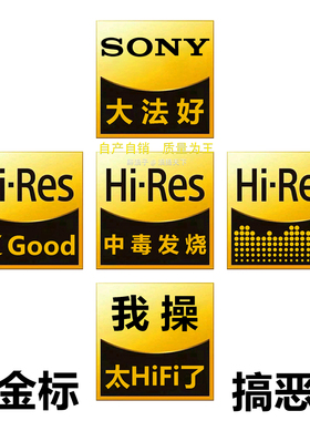 太HiFi了 小金标Hi-Res  适用于索尼大法好 装饰遮痕信仰脑放贴