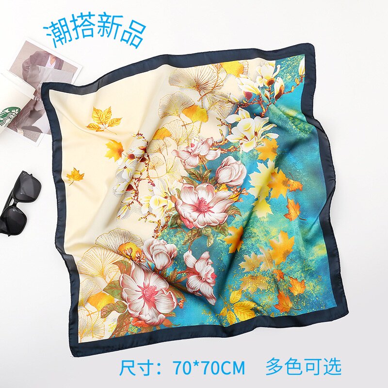 春季丽锦缎夏新潮搭小丝巾女百搭大方巾护颈脖仿真丝围巾薄款纱巾