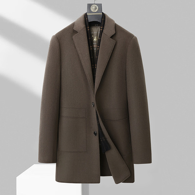 皮尔卡丹羊毛大衣男款韩系英伦风